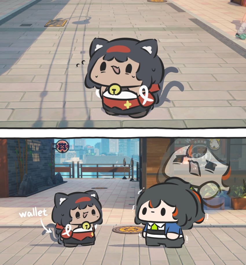 zhu yuan and nekomiya mana (zenless zone zero) drawn by superappleman
