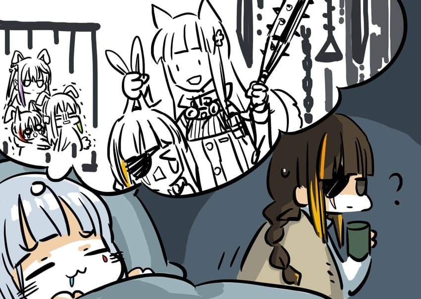 hk416, m16a1, m4a1, m4 sopmod ii, and st ar-15 (girls' frontline) drawn by su_xiao_jei