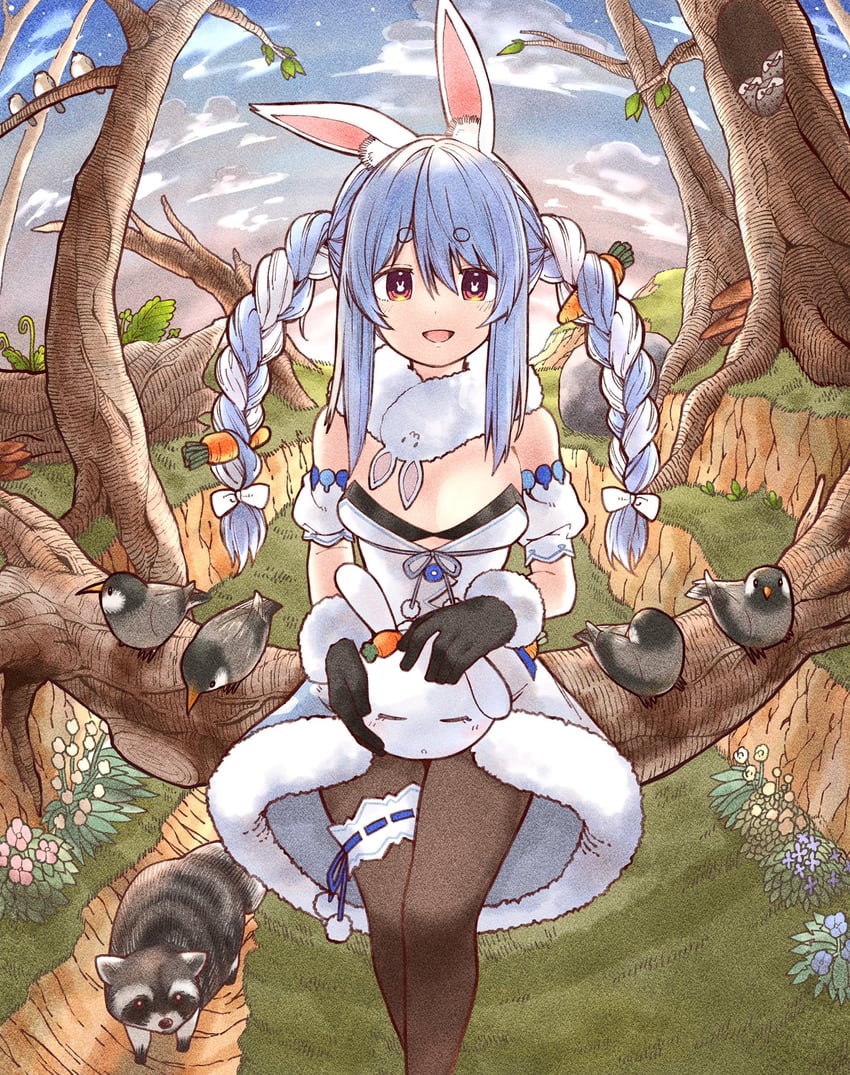 usada pekora, don-chan, and pekomon (hololive) drawn by yurai0739