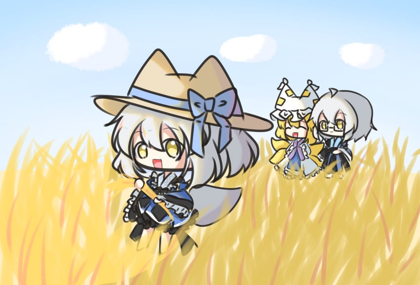 yakumo ran and morichika rinnosuke (touhou) drawn by siji_xunchuan