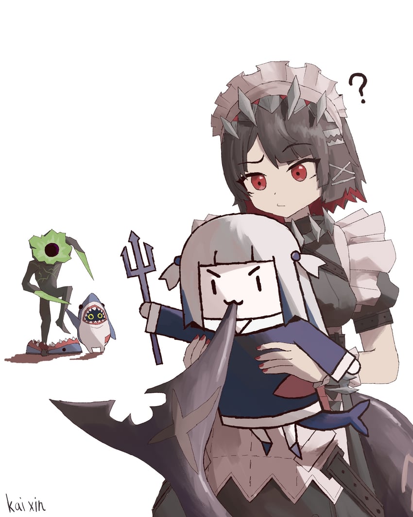 gawr gura, ellen joe, and sharkboo (hololive and 2 more) drawn by kai_xin