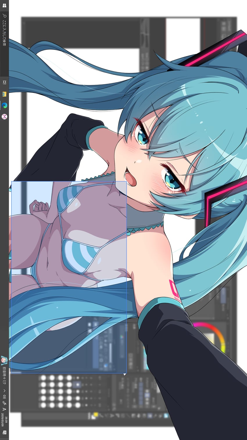 hatsune miku (vocaloid and 1 more) drawn by nishizuki_shino