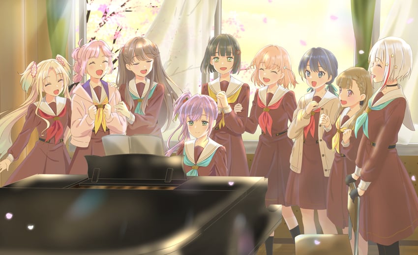 hinoshita kaho, fujishima megumi, otomune kozue, murano sayaka, yugiri tsuzuri, and 4 more (love live! and 1 more) drawn by hagisiri_kuma