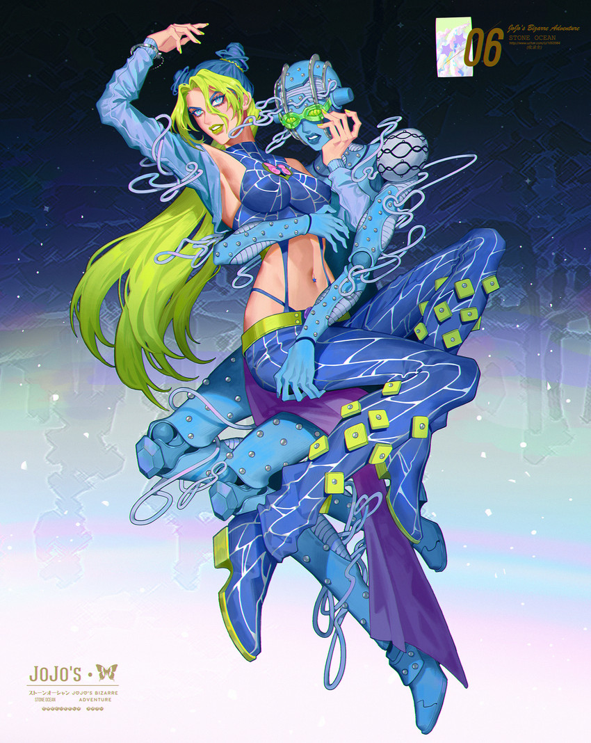 kujo jolyne and stone free (jojo no kimyou na bouken and 1 more) drawn by veela