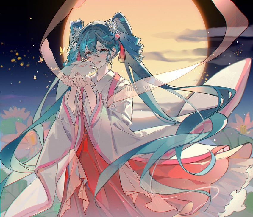 hatsune miku and chuushuu meigetsu miku (vocaloid) drawn by lunar_(lunar_815)