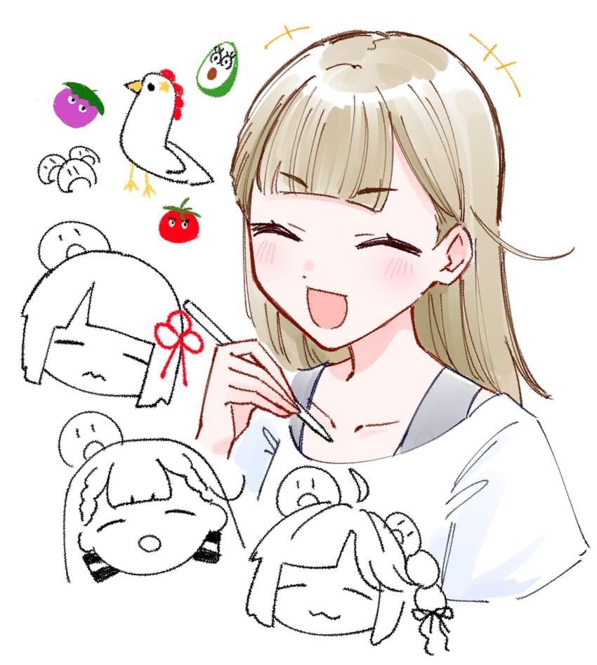 momose ginko, anyoji hime, kachimachi kosuzu, tomati, peking duck, and 2 more (love live! and 1 more) drawn by zangemiya