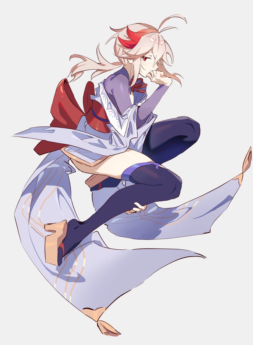 raiden shogun and kaedehara kazuha (genshin impact) drawn by mengaijiang924