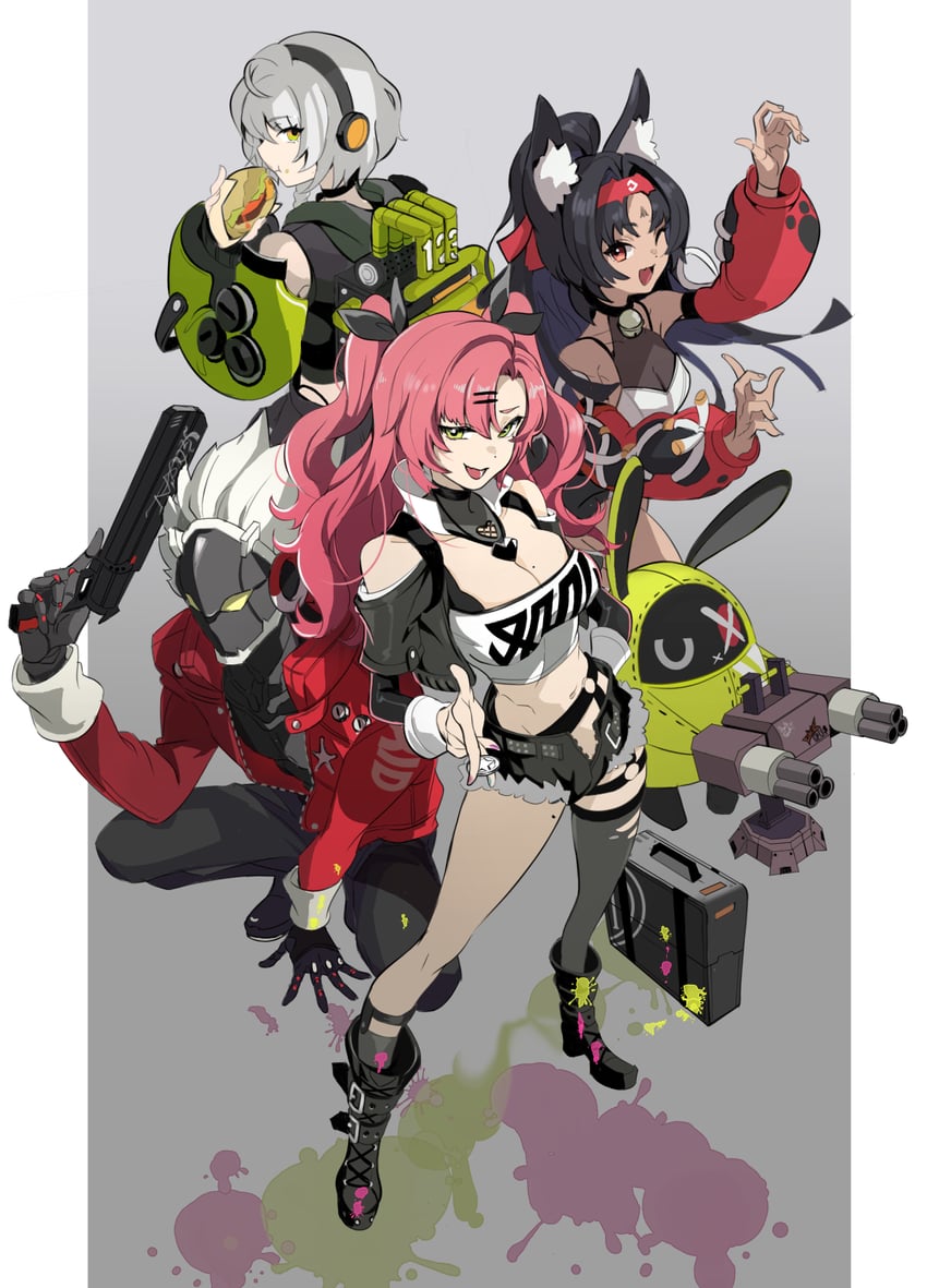 nicole demara, anby demara, amillion, nekomiya mana, and billy kid (zenless zone zero) drawn by niihatigounana