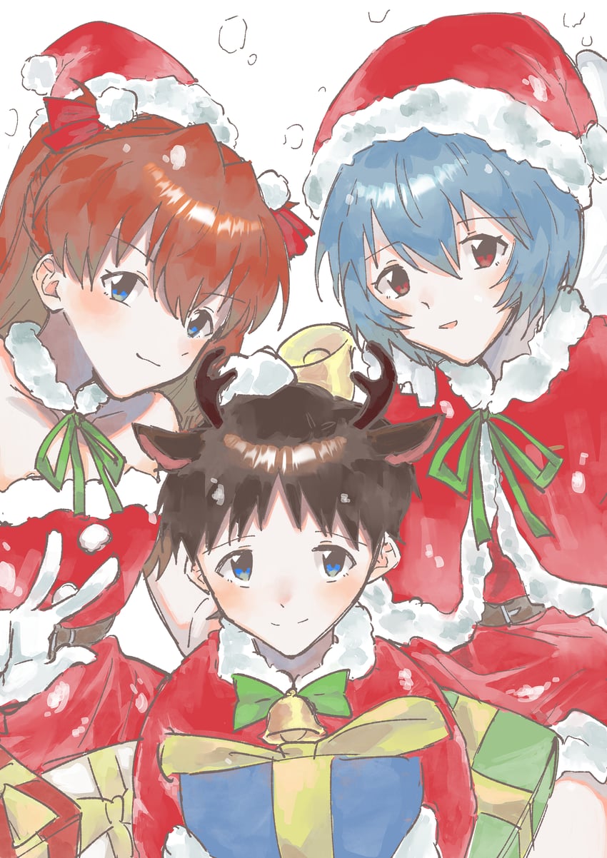 souryuu asuka langley, ayanami rei, and ikari shinji (neon genesis evangelion) drawn by yurumenoika_eva