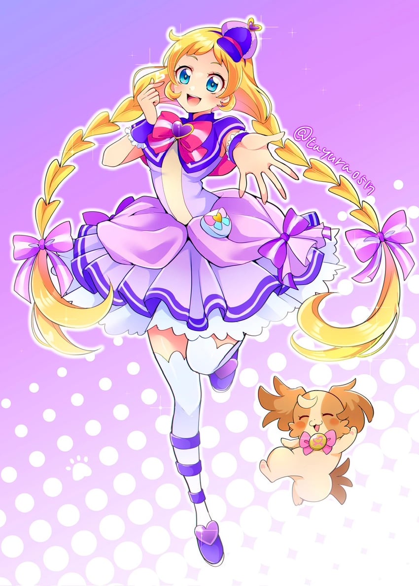 inukai komugi, inukai iroha, and cure friendy (precure and 1 more) drawn by mitsuki_tayura