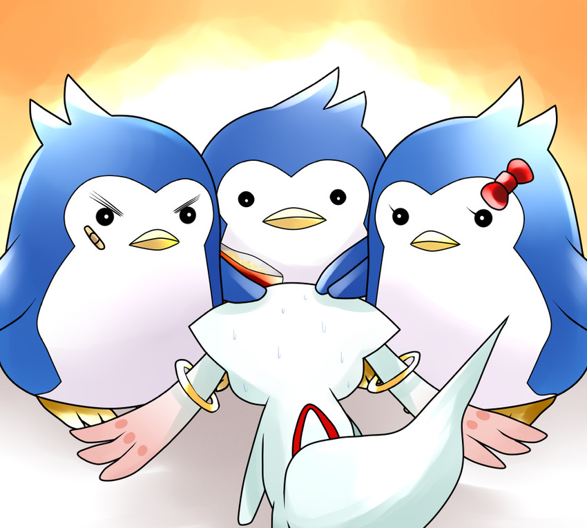 kyubey, penguin 3-gou, penguin 2-gou, and penguin 1-gou (mahou shoujo madoka magica and 1 more) drawn by yume_shokunin
