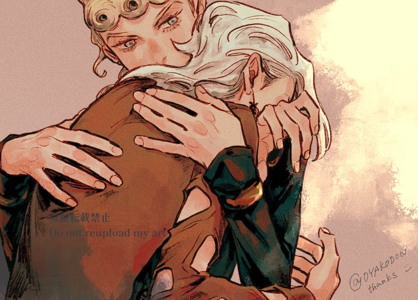 giorno giovanna and pannacotta fugo (jojo no kimyou na bouken and 1 more) drawn by okokoro_zaiku