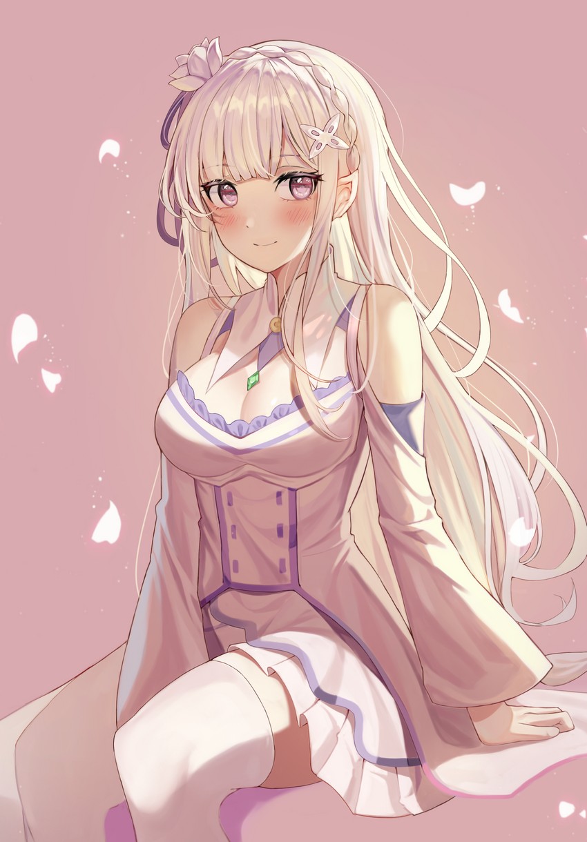 emilia (re:zero kara hajimeru isekai seikatsu) drawn by niji_(rudduf232)