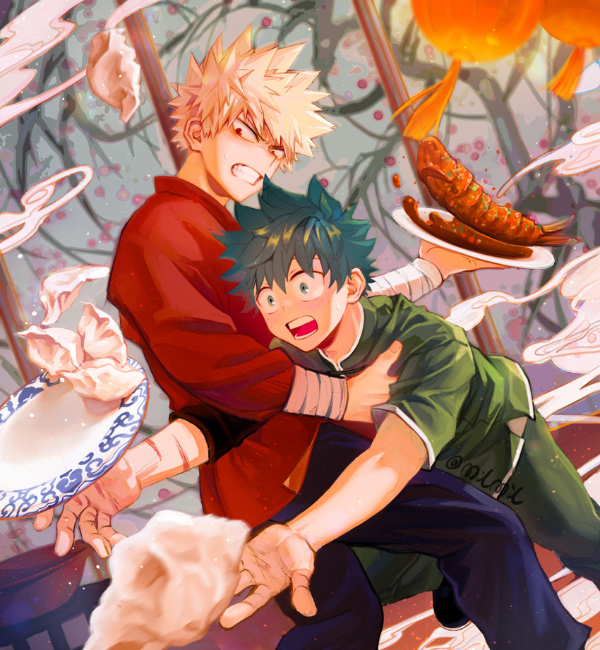 midoriya izuku and bakugou katsuki (boku no hero academia) drawn by milmil_(wa_ten'nendesu)