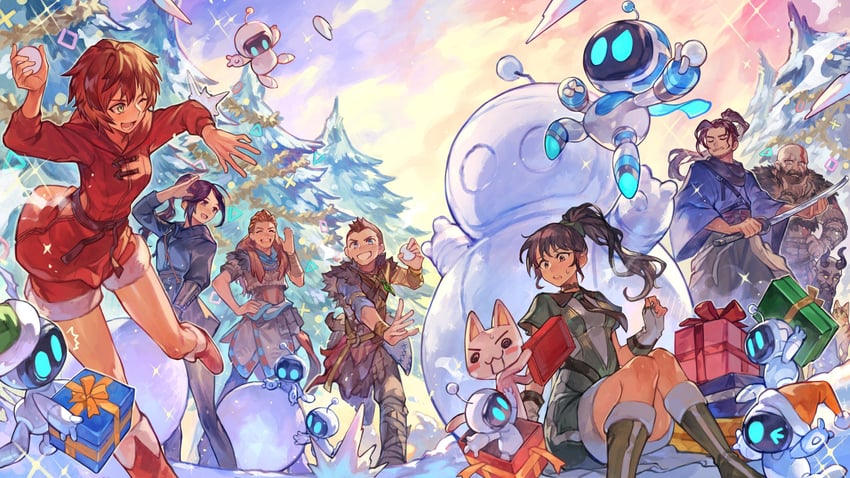 eve, kratos, inoue toro, aloy, lily artemis ii, and 6 more (stellar blade and 8 more) drawn by tapioka_chaso