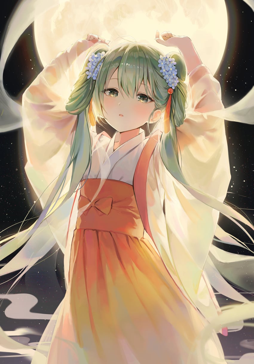 hatsune miku and chuushuu meigetsu miku (vocaloid) drawn by eso_(toory)