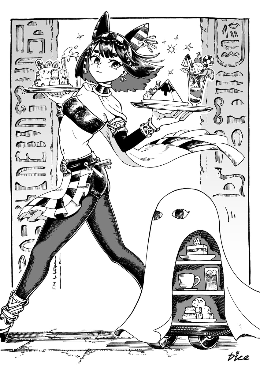 medjed and bastet (original and 1 more) drawn by dice_(dice_in_dice)