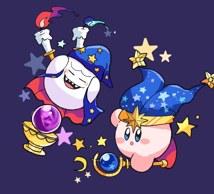 kirby, boo, and beam kirby (mario and 3 more) drawn by yuzutsan