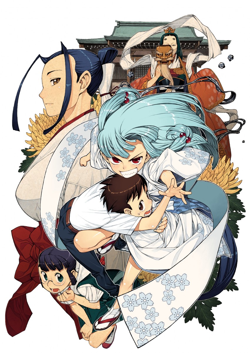 kiriha, kokuyou, kagami kazuya, kukuri, and chikaishi chisato (tsugumomo) drawn by hamada_yoshikazu