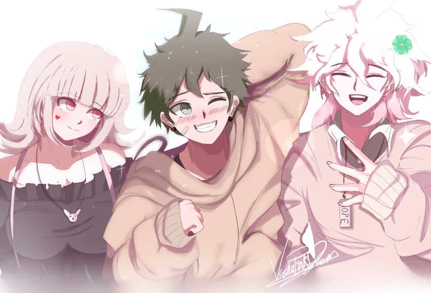 nanami chiaki, komaeda nagito, and hinata hajime (danganronpa and 1 more) drawn by vashapinkdream