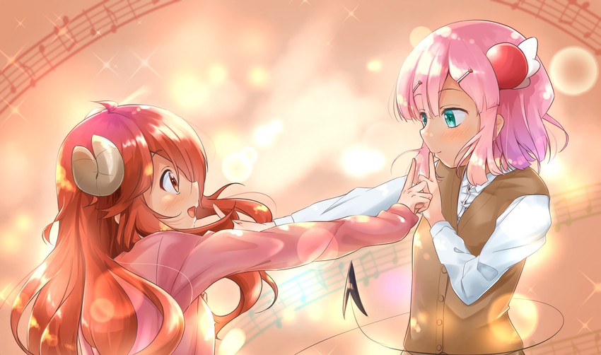 yoshida yuuko and chiyoda momo (machikado mazoku) drawn by mika_miche