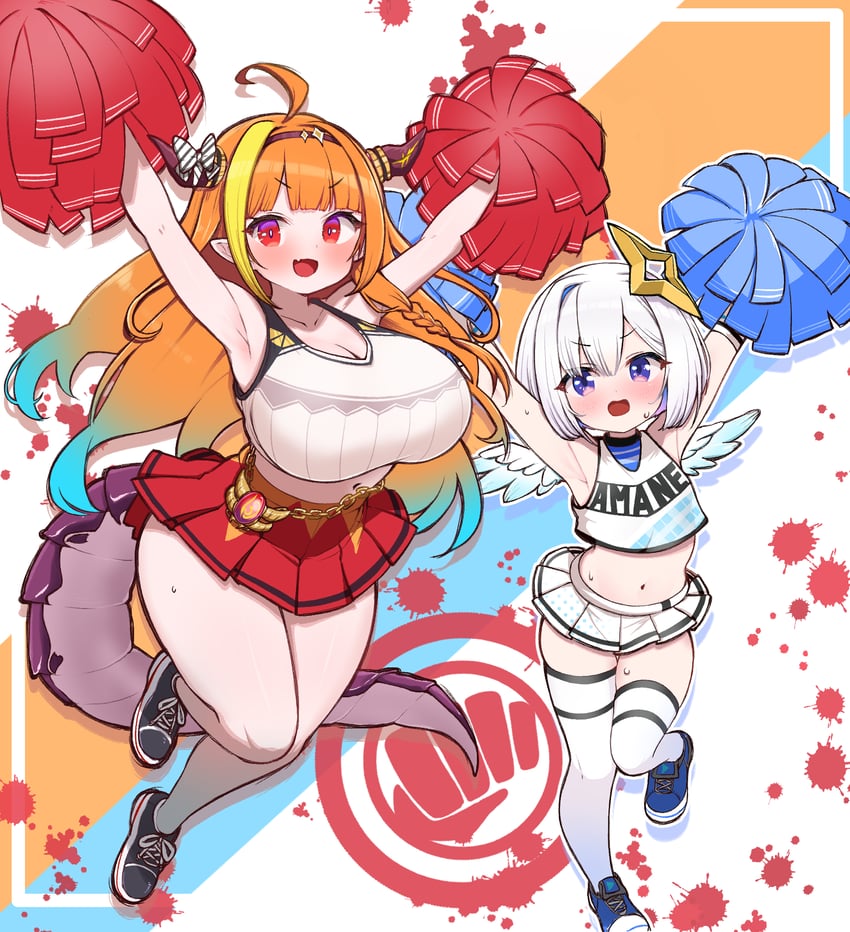 amane kanata and kiryu coco (hololive) drawn by kani_bonara