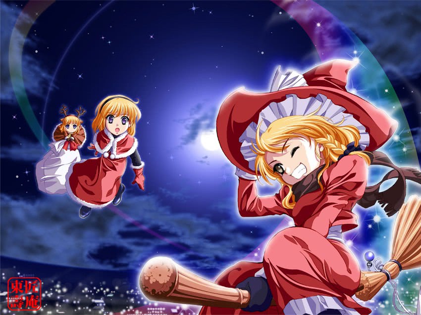 kirisame marisa, alice margatroid, and shanghai doll (touhou) drawn by aka_ringo and azuma_shoujuan