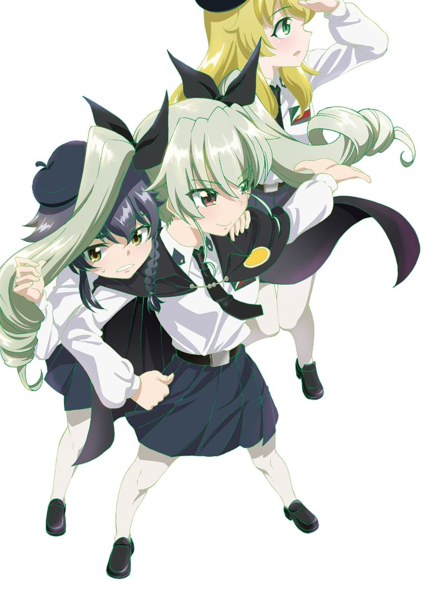anchovy, pepperoni, and carpaccio (girls und panzer) drawn by saitaniya_ryouichi