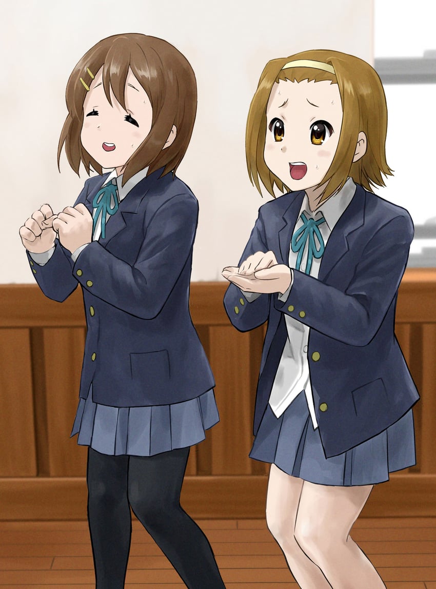 hirasawa yui and tainaka ritsu (k-on!) drawn by ishiyuki