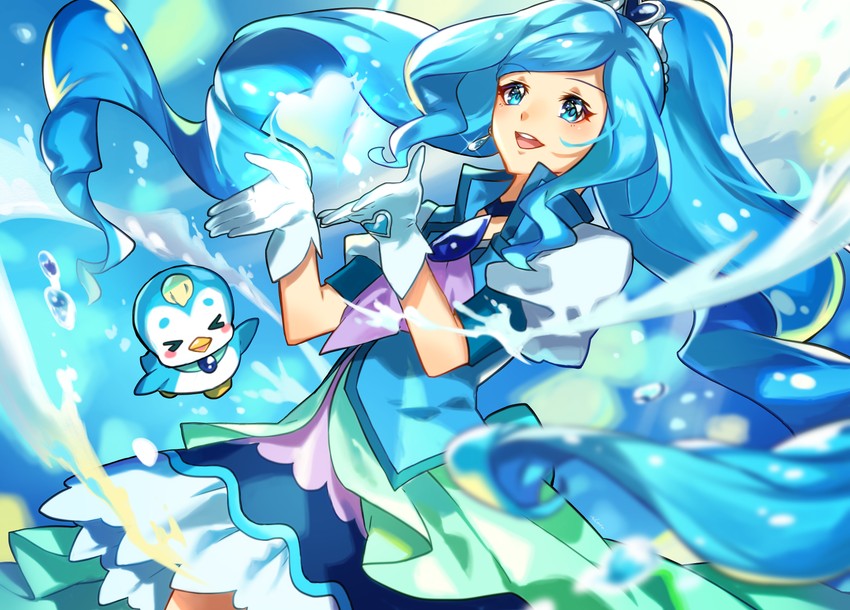 sawaizumi chiyu, cure fontaine, and pegitan (precure and 1 more) drawn by n-bata