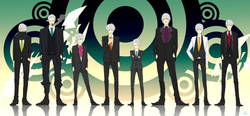 narukami yu, sakata gintoki, dante, killua zoldyck, hatake kakashi, and 3 more (one piece and 8 more) drawn by az_(wakana)