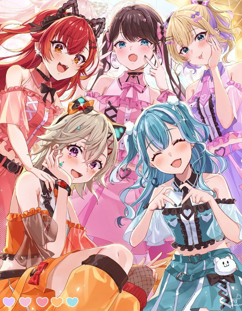 kurumi noah, nekota tsuna, komori met, kaga nazuna, and shiranami ramune (vspo!) drawn by piyoyanagi