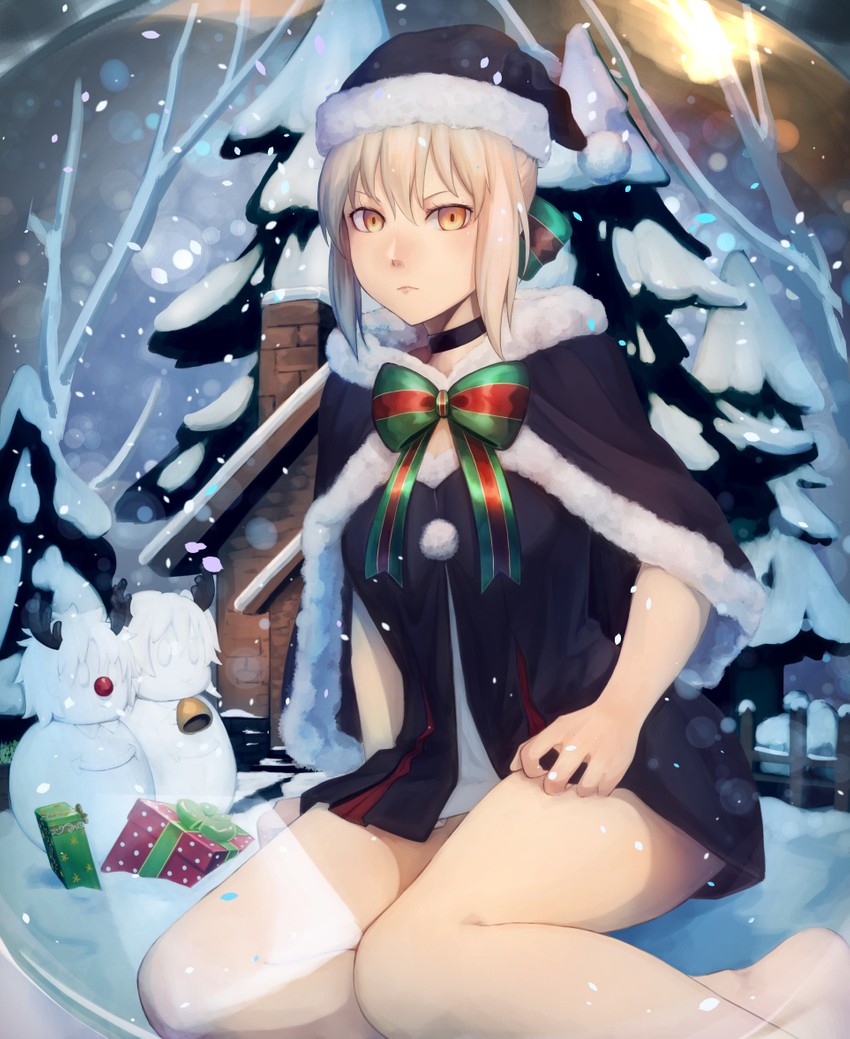 artoria pendragon, saber alter, and santa alter (fate and 1 more) drawn by mori_yashiro_(konkon_oyashiro)