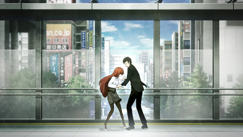 okabe rintarou and shiina kagari (steins;gate and 1 more) drawn by huke