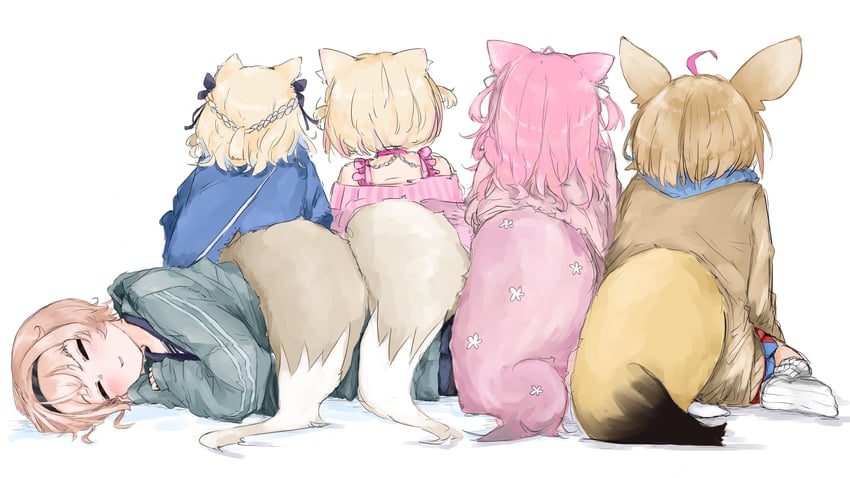fuwawa abyssgard, mococo abyssgard, hakui koyori, kazama iroha, and omaru polka (hololive and 1 more) drawn by suzu_coconatu