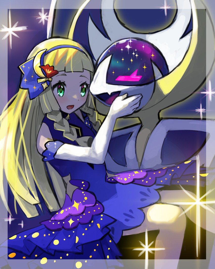 lunala and lillie (pokemon and 1 more) drawn by peppedayo_ne