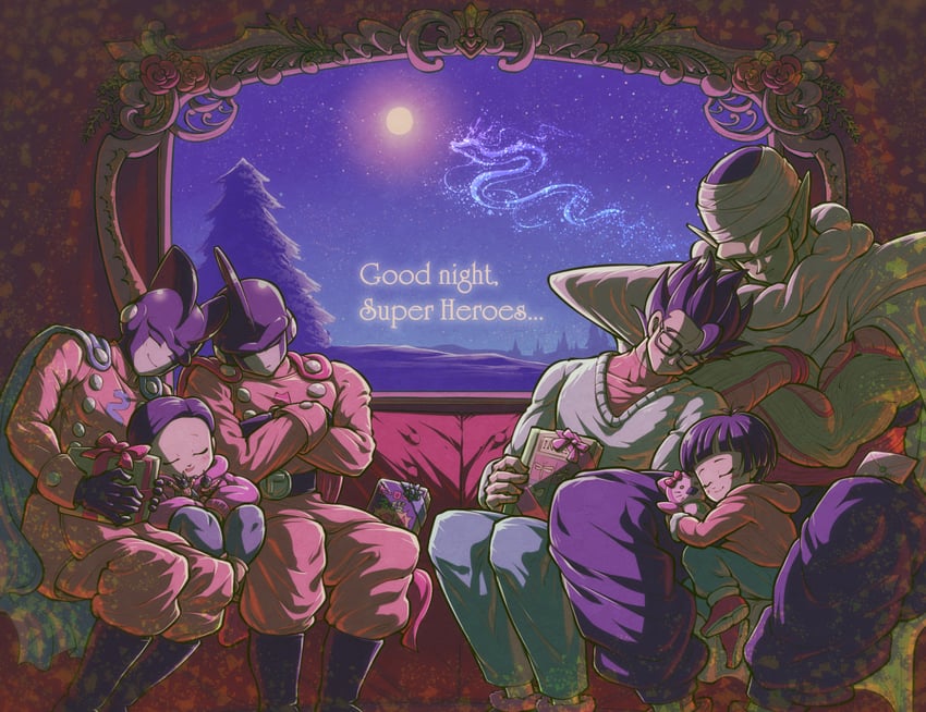 son gohan, pan, piccolo, shenron, gamma 2, and 2 more (dragon ball and 2 more) drawn by koukyouji