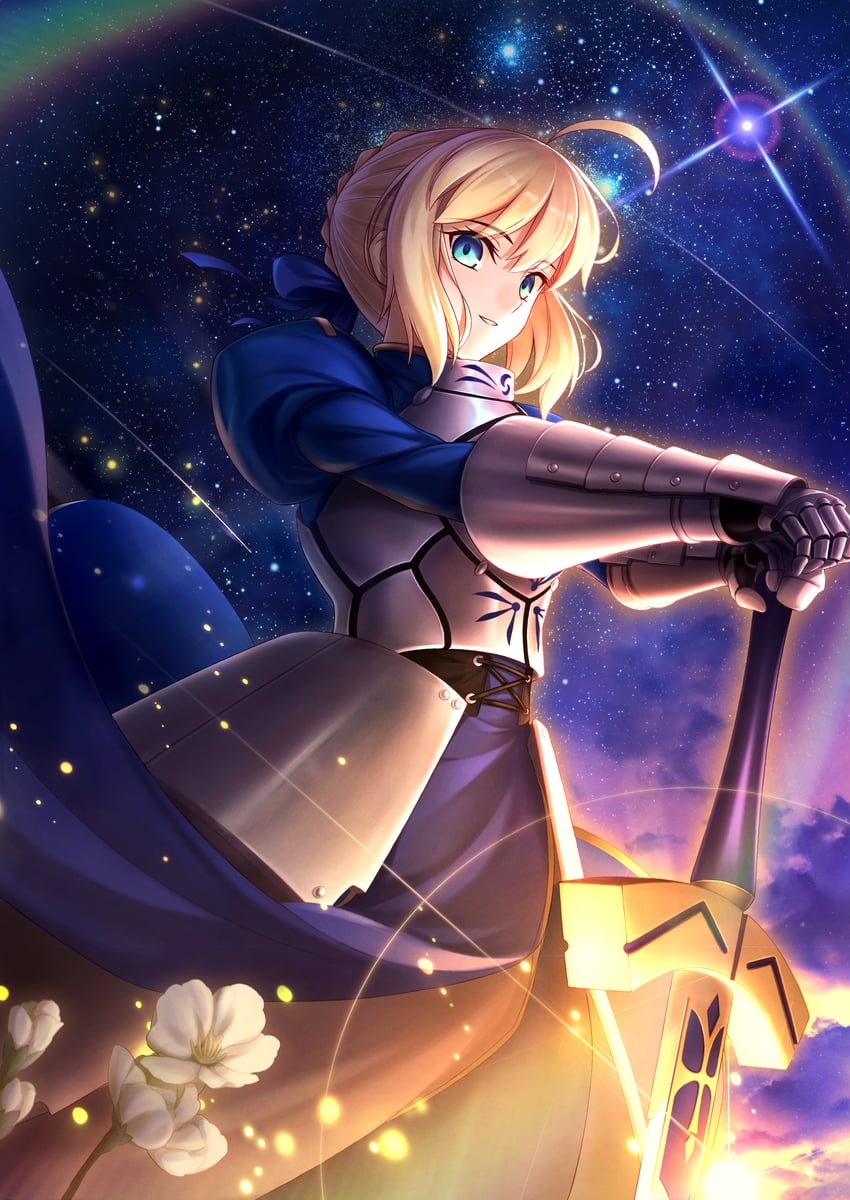 artoria pendragon and saber (fate and 1 more) drawn by hisato_nago