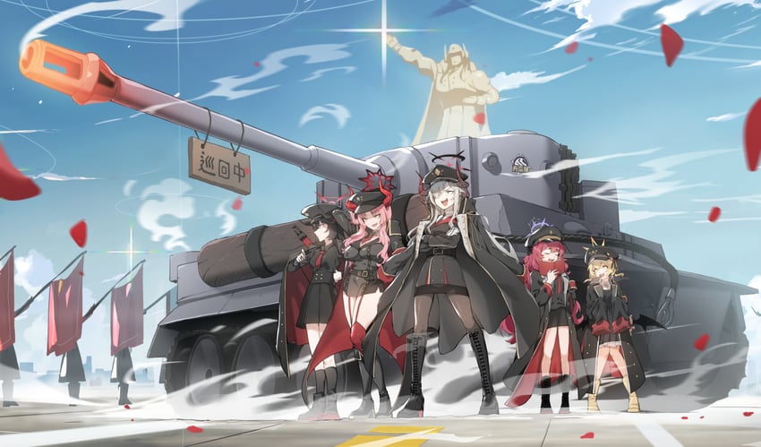 ibuki, iroha, satsuki, makoto, and chiaki (blue archive) drawn by dodok_(gj77230)