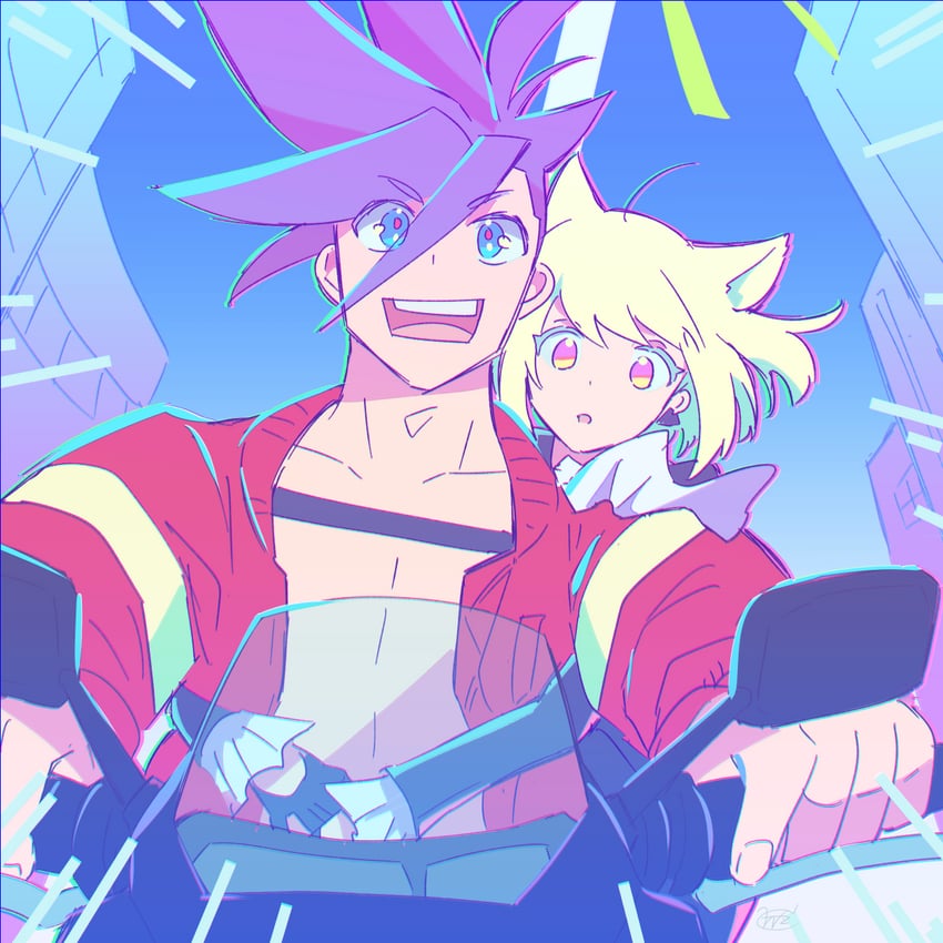 lio fotia and galo thymos (promare) drawn by wazuka_(wzzc)