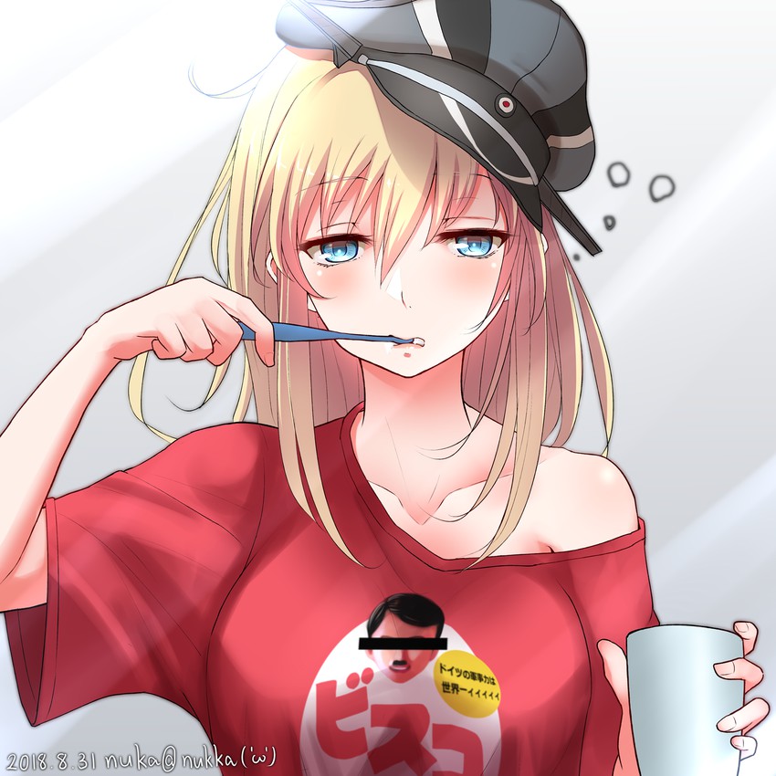 bismarck and adolf hitler (kantai collection and 1 more) drawn by nuka_(nvkka)