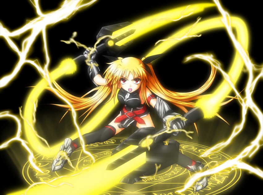fate testarossa and bardiche (lyrical nanoha and 1 more) drawn by shima_tea_(guren6206)