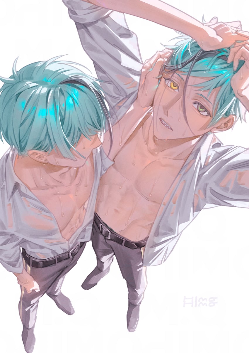 floyd leech and jade leech (twisted wonderland) drawn by himo_(himodayoo)