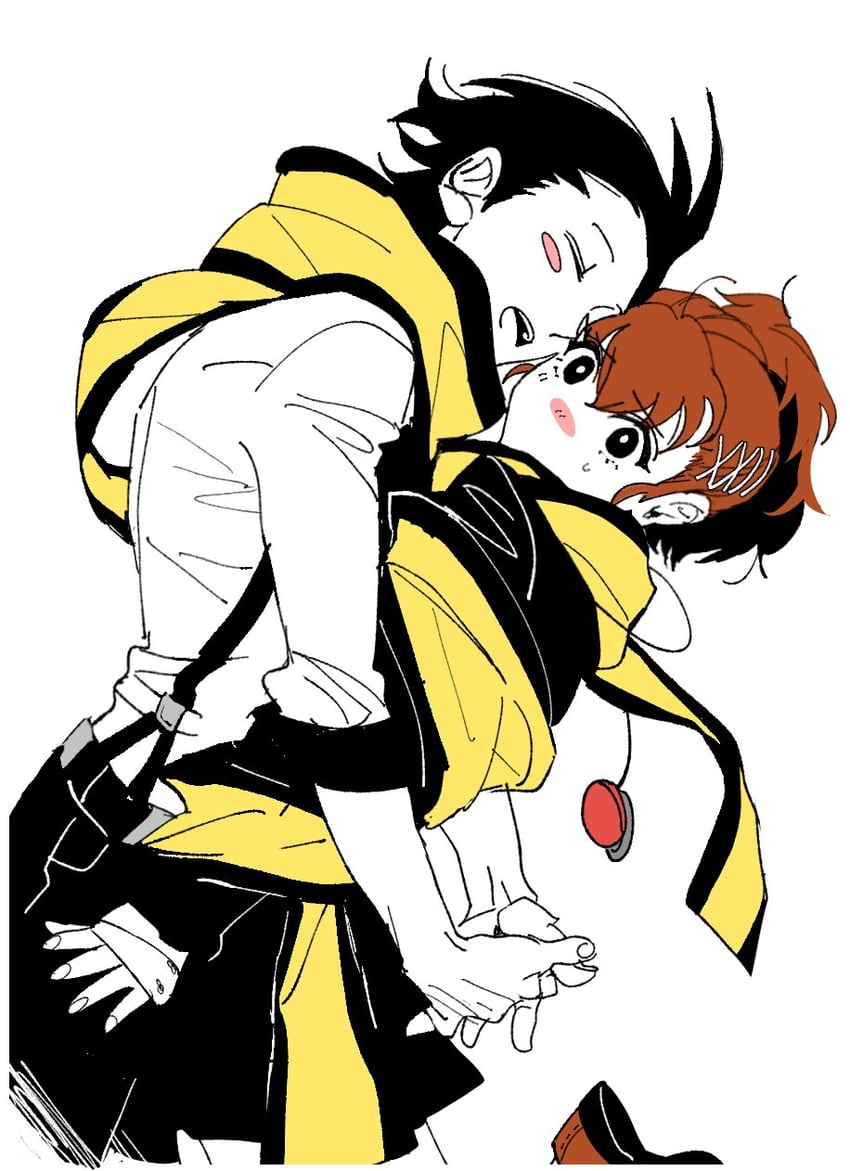 shiomi kotone and mochizuki ryouji (persona and 2 more) drawn by dangeroustaku