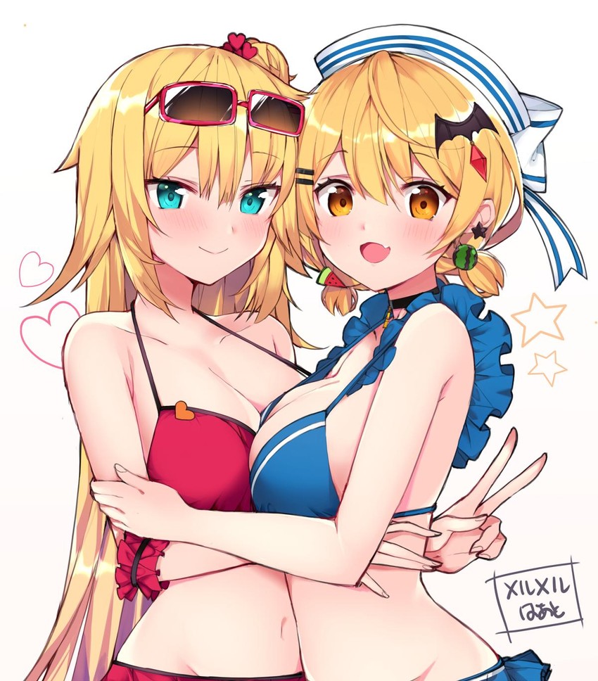 akai haato and yozora mel (hololive) drawn by haruyuki_(yukichasoba)