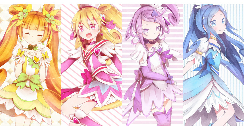 hishikawa rikka, aida mana, kenzaki makoto, yotsuba alice, cure heart, and 3 more (precure and 1 more) drawn by ichi_ran