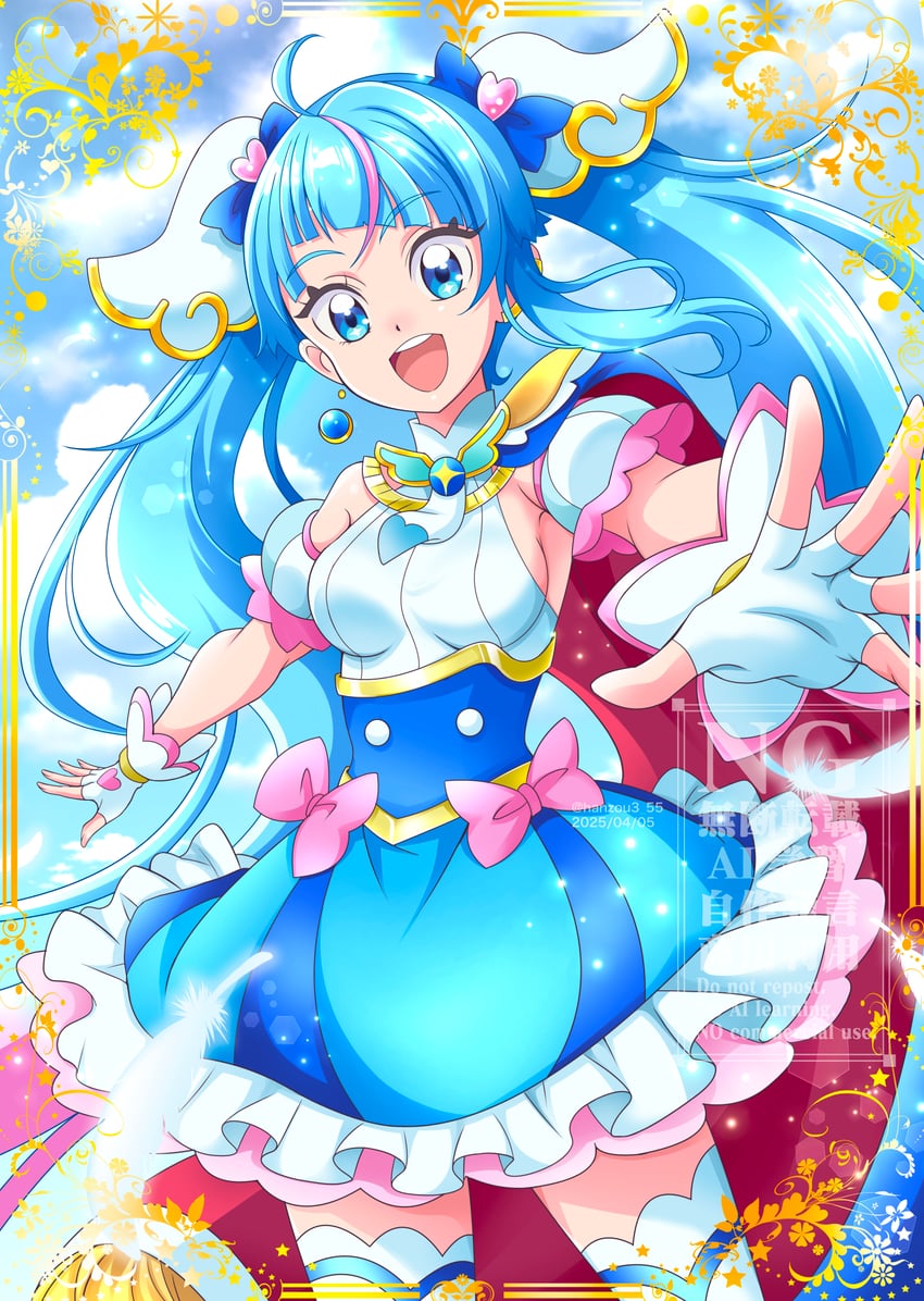 sora harewataru and cure sky (precure and 1 more) drawn by hanzou