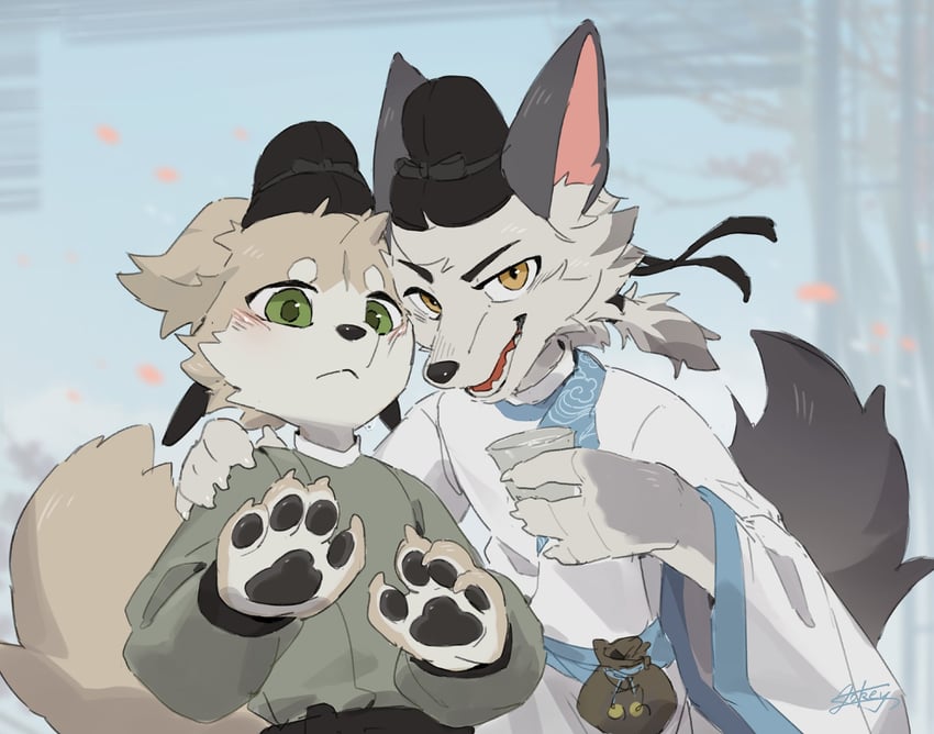 li bai and du fu (shi ci dong wu cheng) drawn by i_lokey