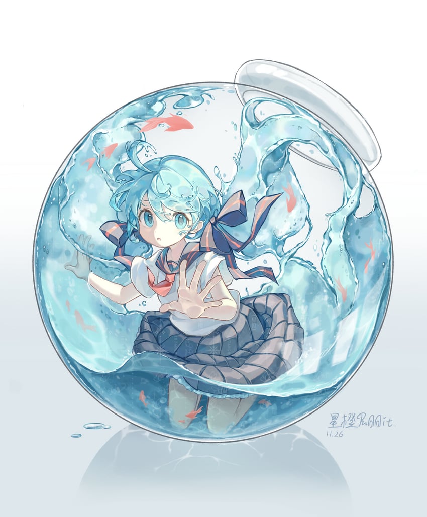 hatsune miku and bottle miku (vocaloid) drawn by shatang_wei_xing_cheng