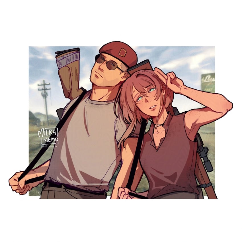courier, noelle rutherford, and craig boone (fallout and 1 more) drawn by milramemo